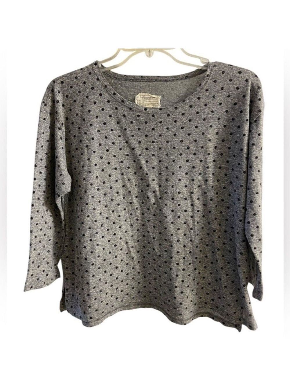 Current/Elliott Gray Top with Black Dots Small